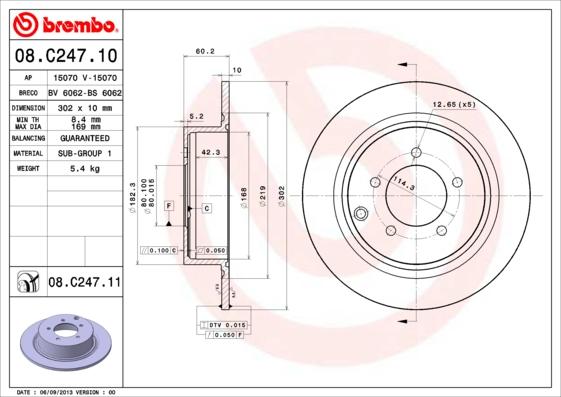 Brembo 08.C247.10 - Bremžu diski autodraugiem.lv