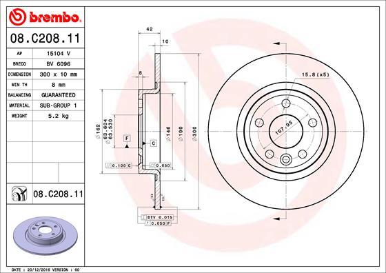 Brembo 08.C208.11 - Bremžu diski autodraugiem.lv