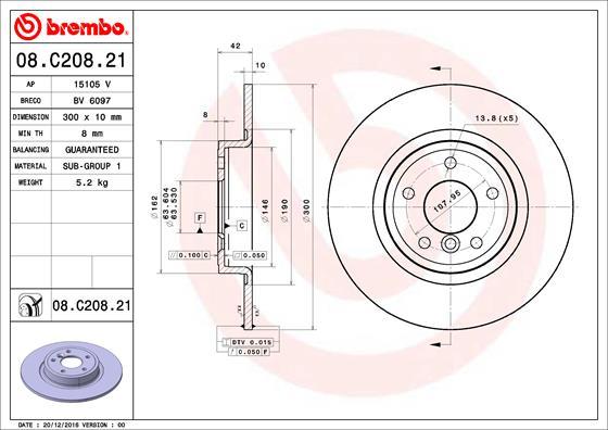 Brembo 08.C208.21 - Bremžu diski autodraugiem.lv