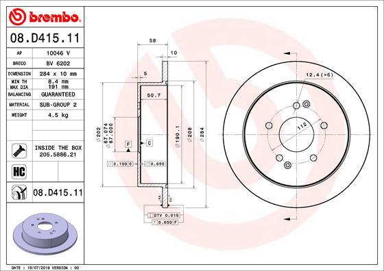 Brembo 08.D415.11 - Bremžu diski autodraugiem.lv