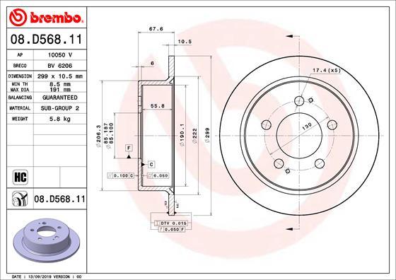 Brembo 08.D568.11 - Bremžu diski autodraugiem.lv