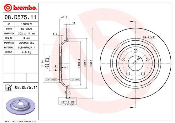 Brembo 08.D575.11 - Bremžu diski autodraugiem.lv