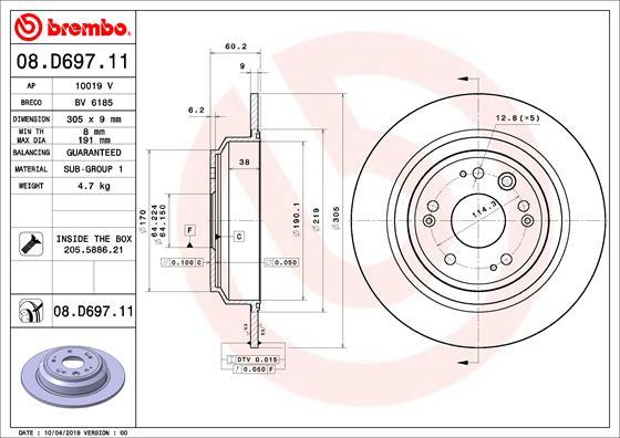 Brembo 08.D697.11 - Bremžu diski autodraugiem.lv