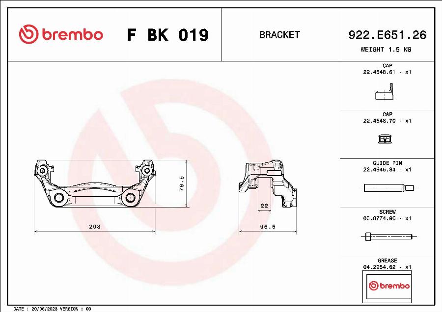 Brembo F BK 019 - Bremžu suporta skavas stipr. korpusa kompl. autodraugiem.lv