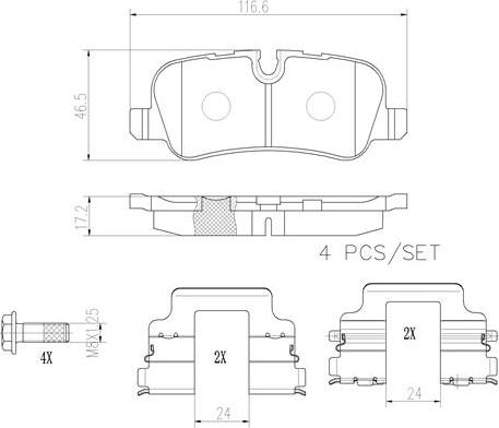 Brembo P44019N - Bremžu uzliku kompl., Disku bremzes autodraugiem.lv