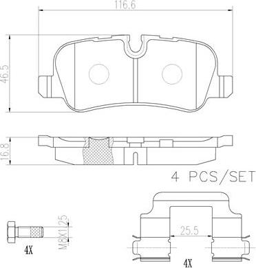 Brembo P44013N - Bremžu uzliku kompl., Disku bremzes autodraugiem.lv