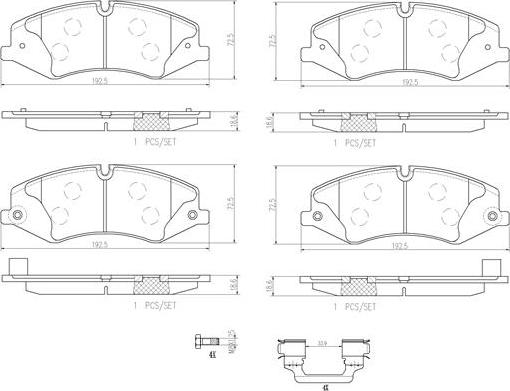 Brembo P44022N - Bremžu uzliku kompl., Disku bremzes autodraugiem.lv