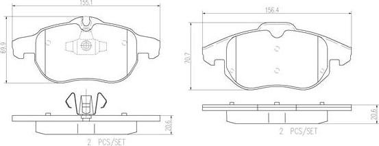 Brembo P59043N - Bremžu uzliku kompl., Disku bremzes autodraugiem.lv