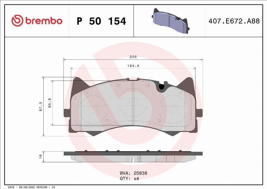 Brembo P 50 154 - Bremžu uzliku kompl., Disku bremzes autodraugiem.lv