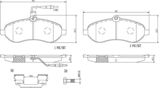 Brembo P61096N - Bremžu uzliku kompl., Disku bremzes autodraugiem.lv