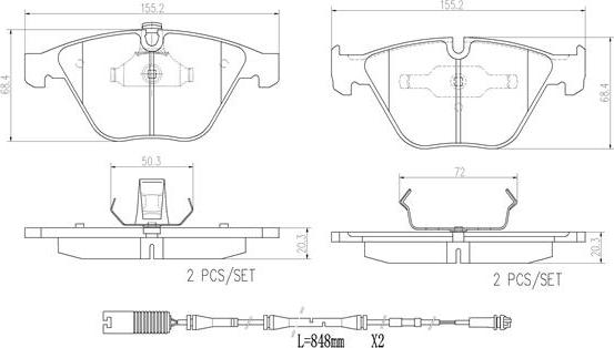 Brembo P06045N - Bremžu uzliku kompl., Disku bremzes autodraugiem.lv