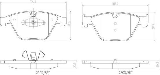 Brembo P06055N - Bremžu uzliku kompl., Disku bremzes autodraugiem.lv