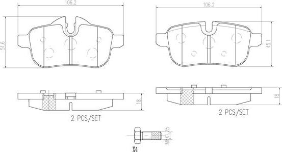 Brembo P06062N - Bremžu uzliku kompl., Disku bremzes autodraugiem.lv