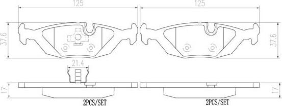 Brembo P06009N - Bremžu uzliku kompl., Disku bremzes autodraugiem.lv