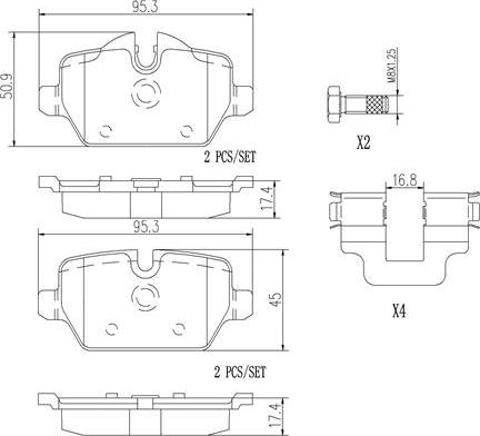 Brembo P06037N - Bremžu uzliku kompl., Disku bremzes autodraugiem.lv