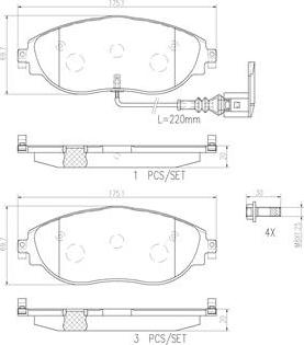 Brembo P85144N - Bremžu uzliku kompl., Disku bremzes autodraugiem.lv