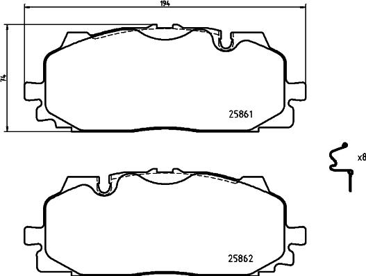 Brembo P 85 165X - Bremžu uzliku kompl., Disku bremzes autodraugiem.lv