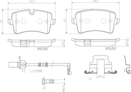 Brembo P85118N - Bremžu uzliku kompl., Disku bremzes autodraugiem.lv