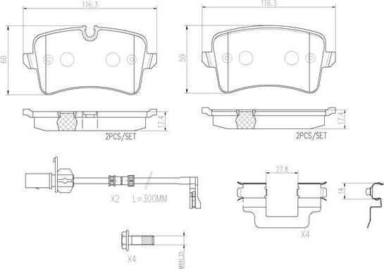 Brembo P85117N - Bremžu uzliku kompl., Disku bremzes autodraugiem.lv