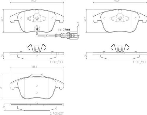 Brembo P85130N - Bremžu uzliku kompl., Disku bremzes autodraugiem.lv