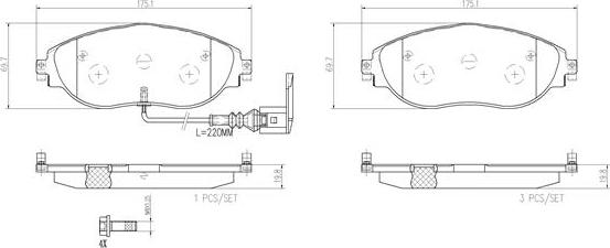 Brembo P85131N - Bremžu uzliku kompl., Disku bremzes autodraugiem.lv