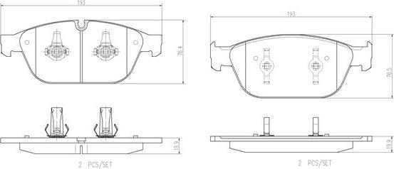 Brembo P85128N - Bremžu uzliku kompl., Disku bremzes autodraugiem.lv