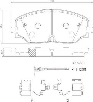 Brembo P85174N - Bremžu uzliku kompl., Disku bremzes autodraugiem.lv