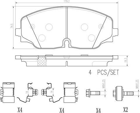 Brembo P85176N - Bremžu uzliku kompl., Disku bremzes autodraugiem.lv