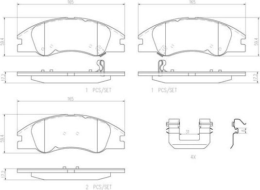 Brembo P30042N - Bremžu uzliku kompl., Disku bremzes autodraugiem.lv