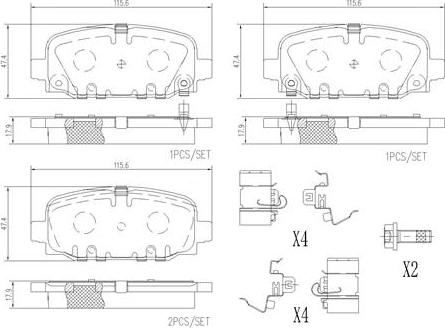 Brembo P37024N - Bremžu uzliku kompl., Disku bremzes autodraugiem.lv