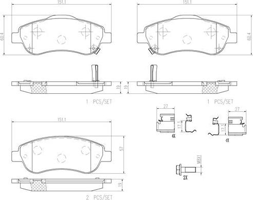 Brembo P28045N - Bremžu uzliku kompl., Disku bremzes autodraugiem.lv