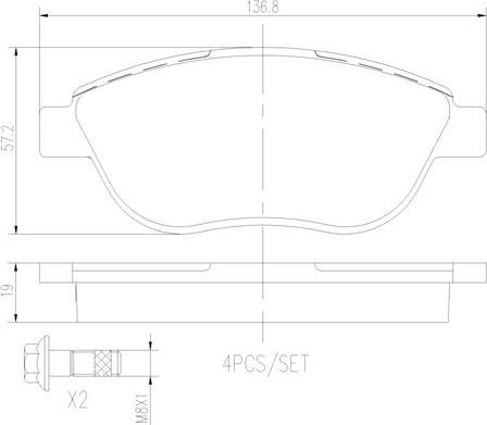 Brembo P23119N - Bremžu uzliku kompl., Disku bremzes autodraugiem.lv