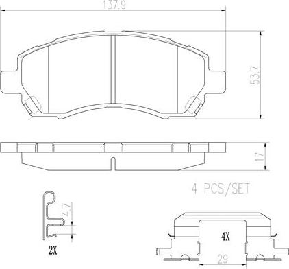 Brembo P78009N - Bremžu uzliku kompl., Disku bremzes autodraugiem.lv