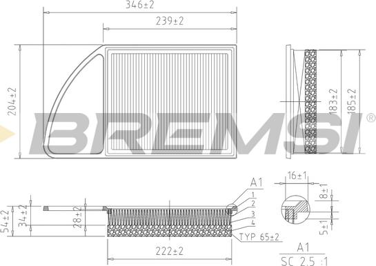 Bremsi FA0216 - Gaisa filtrs autodraugiem.lv