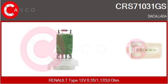 Casco CRS71031GS - Rezistors, Salona ventilators autodraugiem.lv