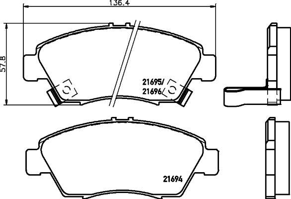 Akebono ACT621C - Bremžu uzliku kompl., Disku bremzes autodraugiem.lv