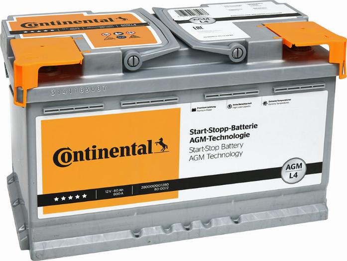 Continental 2800012007280 - Startera akumulatoru baterija autodraugiem.lv