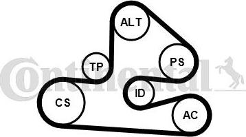 Contitech 6PK1570K1 - Ķīļrievu siksnu komplekts autodraugiem.lv