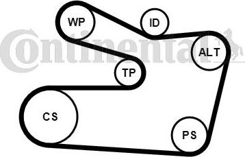 Continental 6PK1733WP1 - Ūdenssūknis + ķīļrievu siksnas komplekts autodraugiem.lv