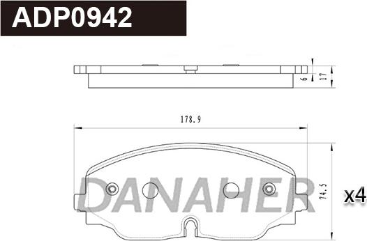 Danaher ADP0942 - Bremžu uzliku kompl., Disku bremzes autodraugiem.lv