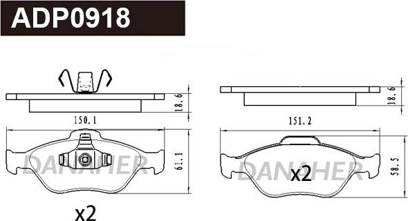 Danaher ADP0918 - Bremžu uzliku kompl., Disku bremzes autodraugiem.lv