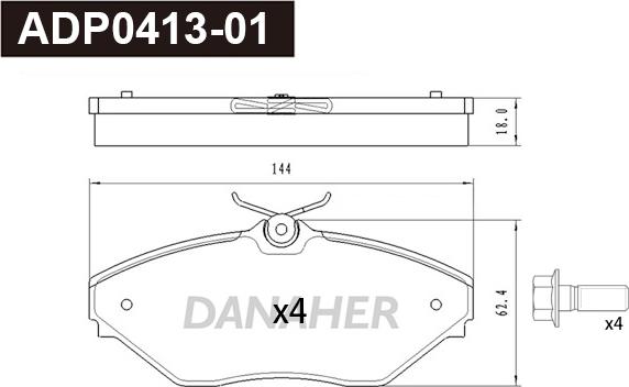 Danaher ADP0413-01 - Bremžu uzliku kompl., Disku bremzes autodraugiem.lv
