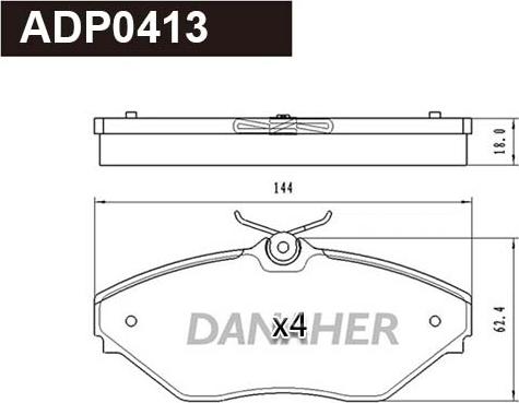 Danaher ADP0413 - Bremžu uzliku kompl., Disku bremzes autodraugiem.lv
