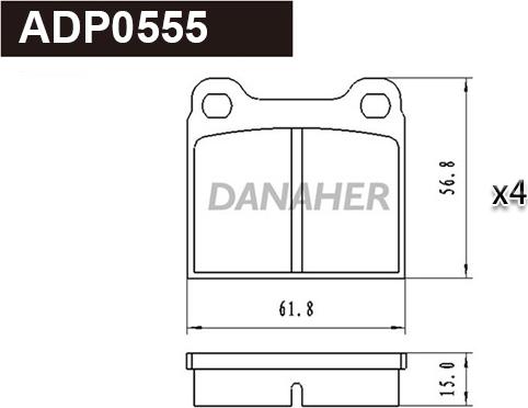 Danaher ADP0555 - Bremžu uzliku kompl., Disku bremzes autodraugiem.lv