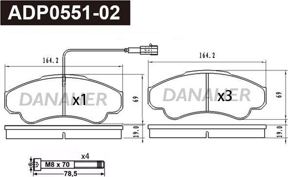 Danaher ADP0551-02 - Bremžu uzliku kompl., Disku bremzes autodraugiem.lv