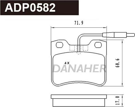Danaher ADP0582 - Bremžu uzliku kompl., Disku bremzes autodraugiem.lv