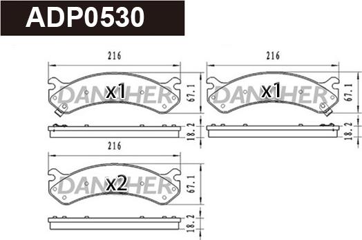 Danaher ADP0530 - Bremžu uzliku kompl., Disku bremzes autodraugiem.lv