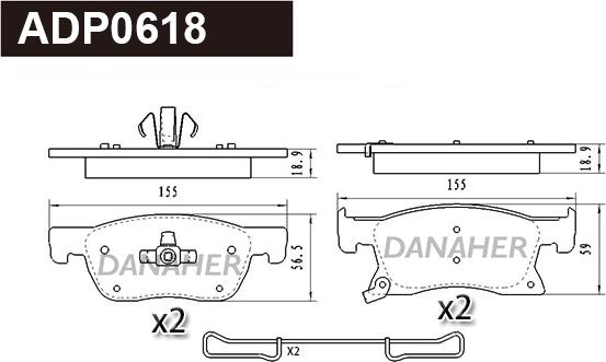 Danaher ADP0618 - Bremžu uzliku kompl., Disku bremzes autodraugiem.lv