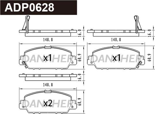 Danaher ADP0628 - Bremžu uzliku kompl., Disku bremzes autodraugiem.lv