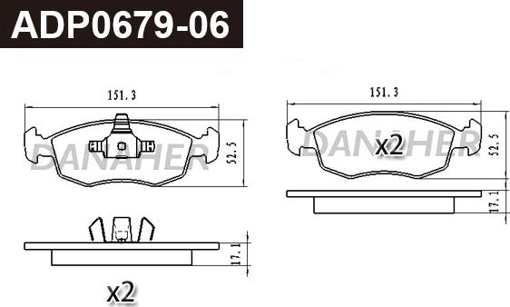 Danaher ADP0679-06 - Bremžu uzliku kompl., Disku bremzes autodraugiem.lv